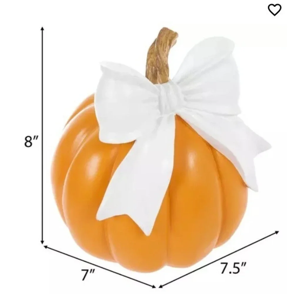 Hobby Lobby NEW Chic Orange Pumpkin w/ White Bow 8